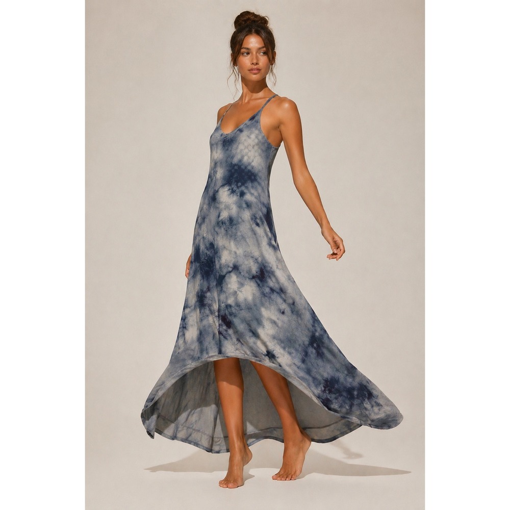 Cynthia Rowley Tie Dye Maxi Dress Open Back Built In Bra High Low